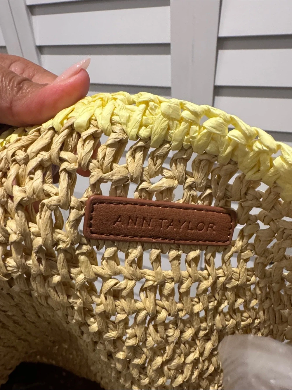 Ann Taylor NWT Yellow Woven Tote with Brown Base and Tassel